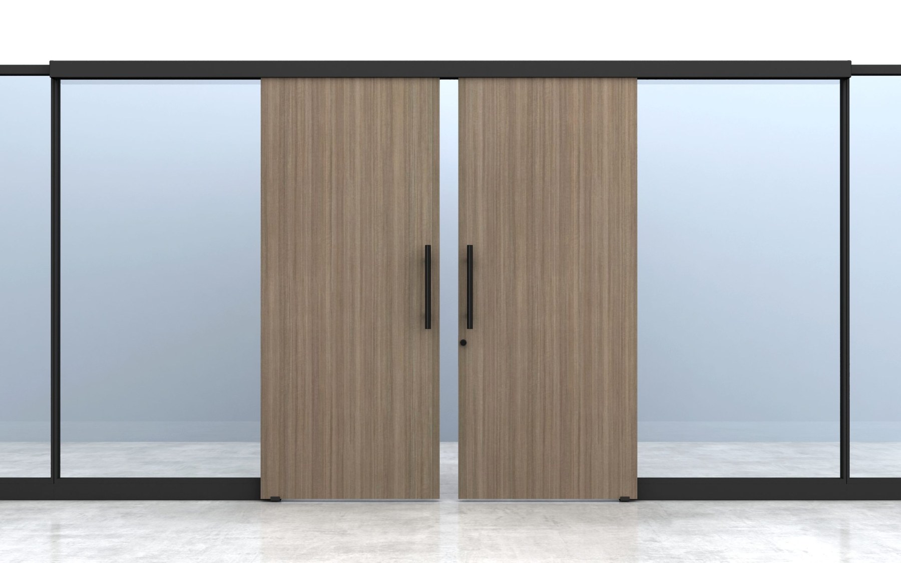 Fellowes Volo frameless sliding glass door system for a commercial office